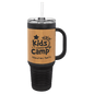 Polar Camel Black with Bamboo Leatherette 40 oz. Travel Mug with Straw