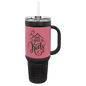 Polar Camel Black with Pink Leatherette 40 oz. Travel Mug with Straw