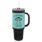 Polar Camel Black with Teal Leatherette 40 oz. Travel Mug with Straw