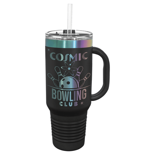 Polar Camel 40 oz. Black/Prism ION-Plated Travel Mug with Straw