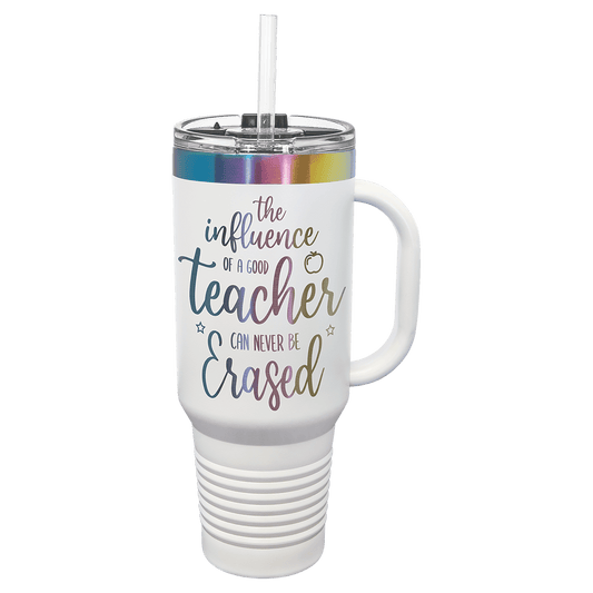 Polar Camel 40 oz. White/Prism ION-Plated Travel Mug with Straw