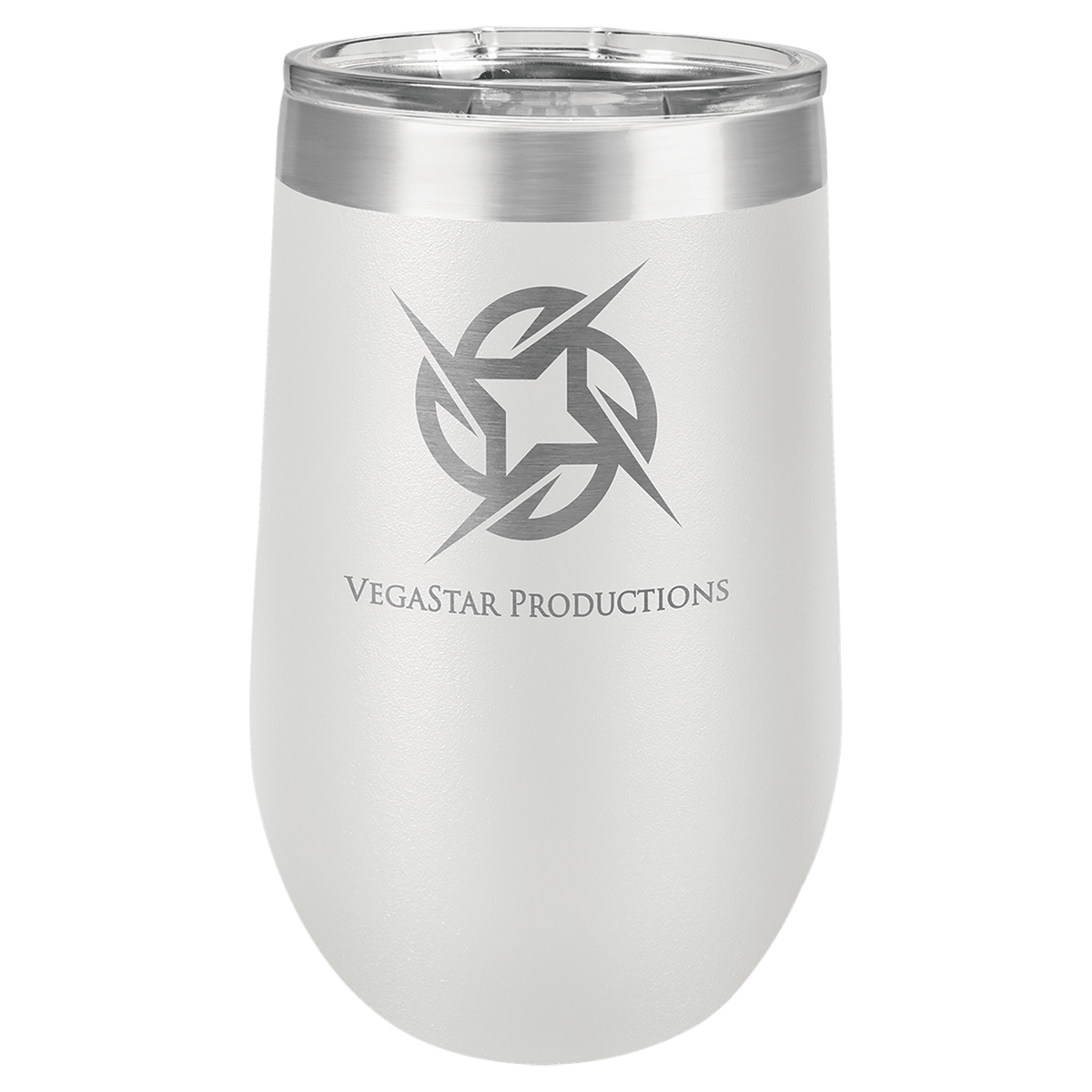 White 16 oz. Polar Camel Stemless Tumbler with Clear Lid