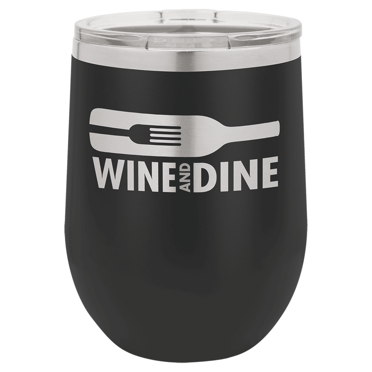 Black 12 oz. Polar Camel Stemless Wine Tumbler with Clear Lid