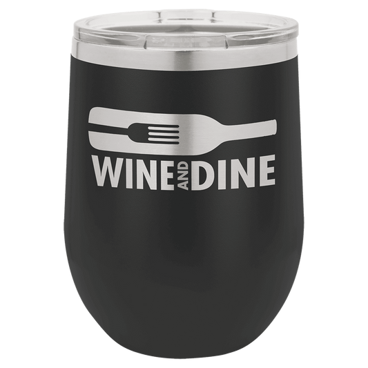 Black 12 oz. Polar Camel Stemless Wine Tumbler with Clear Lid