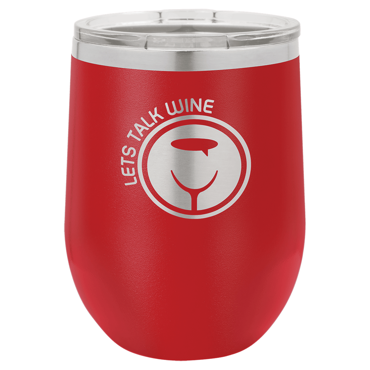 Red  12 oz. Polar Camel Stemless Wine Glass with Clear Lid