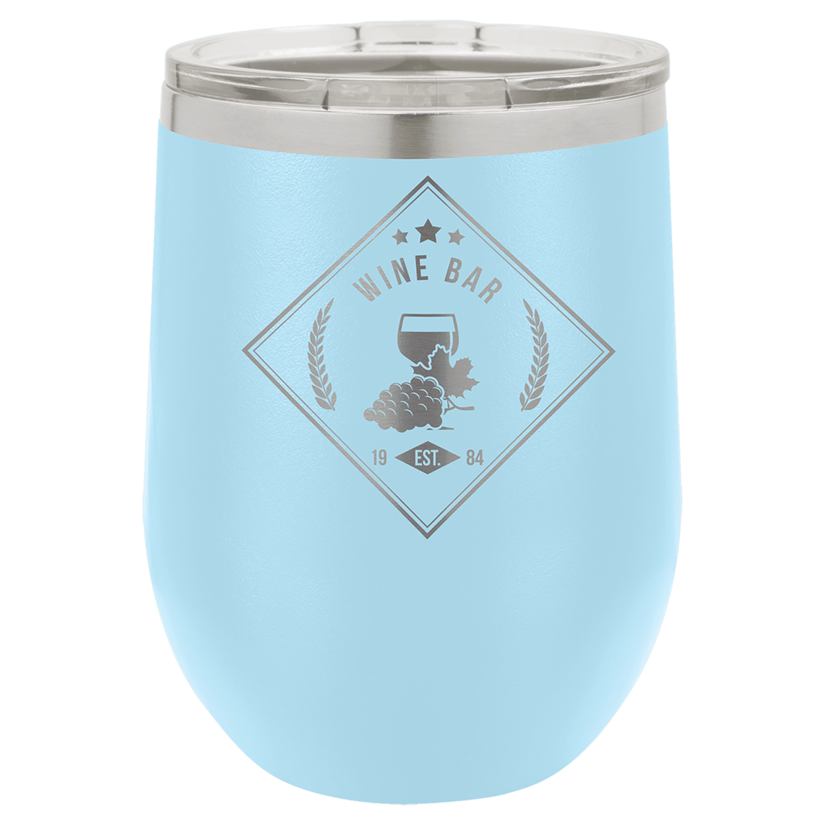 Light Blue 12 oz. Polar Camel Stemless Wine Tumbler with Clear Lid