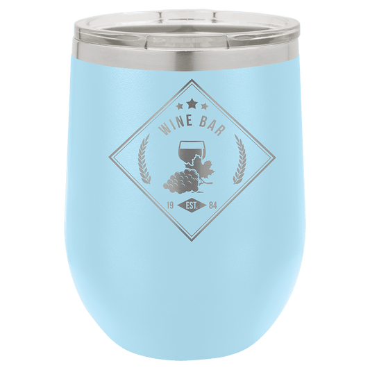 Light Blue 12 oz. Polar Camel Stemless Wine Tumbler with Clear Lid