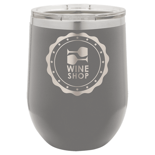 Dark Gray 12 oz. Polar Camel Stemless Wine Glass with Clear Lid