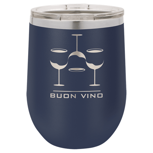 Navy Blue 12 oz. Polar Camel Stemless Wine Tumbler with Clear Lid