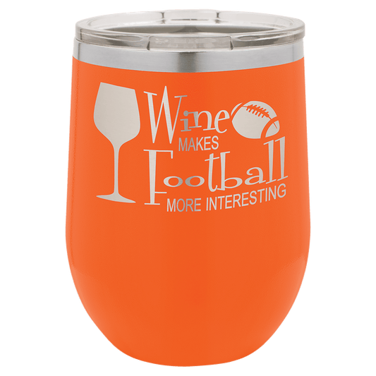 Orange 12 oz. Polar Camel Stemless Wine Tumbler with Clear Lid