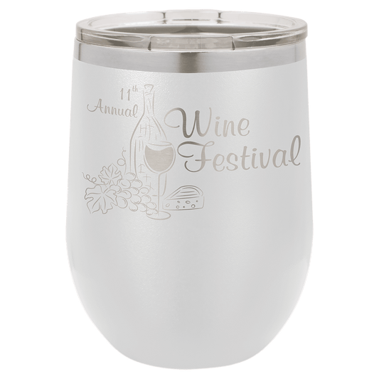 White 12 oz. Polar Camel Stemless Wine Tumbler with Clear Lid