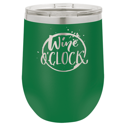 Green 12 oz. Polar Camel Stemless Wine Glass with Clear Lid
