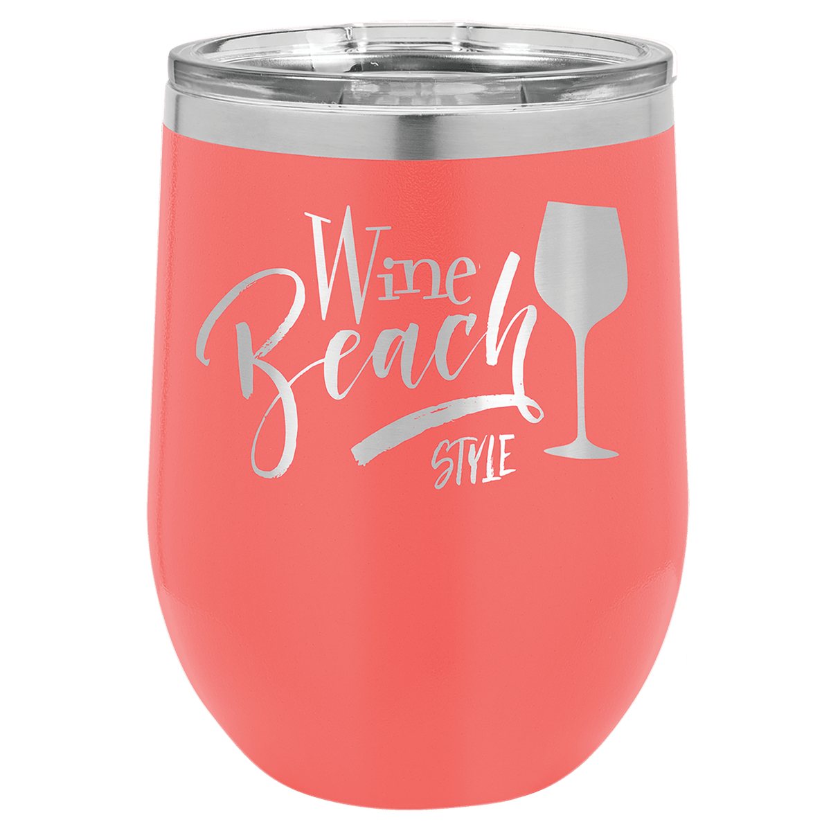 Coral 12 oz. Polar Camel Stemless Wine Tumbler with Clear Lid