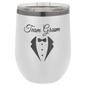Polar Camel 12 oz. White/Ghost Black ION-Plated Stemless Wine Tumbler with Lid