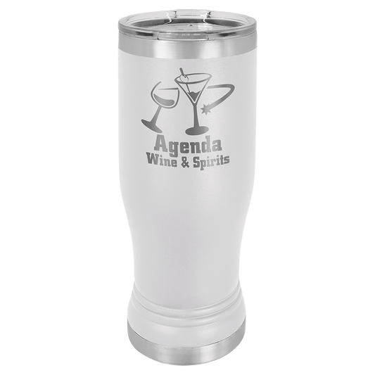 White 14 oz. Polar Camel Pilsner Tumbler with Clear Lid