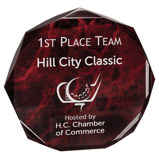 6" Red Marble Octagon Premier Acrylic