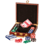 Rosewood Finish Poker Gift Set with 100 Chips, 2 Decks of Cards & 5 Dice
