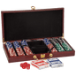 Rosewood Finish Poker Gift Set with 300 Chips, 2 Decks of Cards & 5 Dice