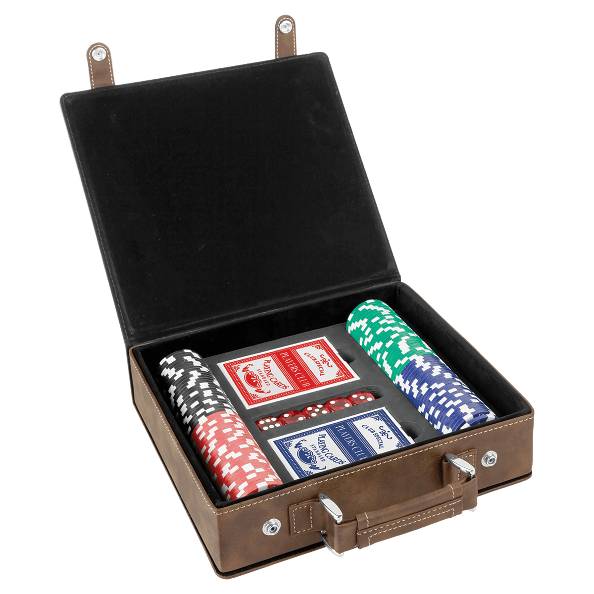 Rustic/Gold Leatherette Poker Set with 100 Chips, 2 Decks of Card & 5 Dice