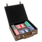 Rustic/Gold Leatherette Poker Set with 100 Chips, 2 Decks of Card & 5 Dice