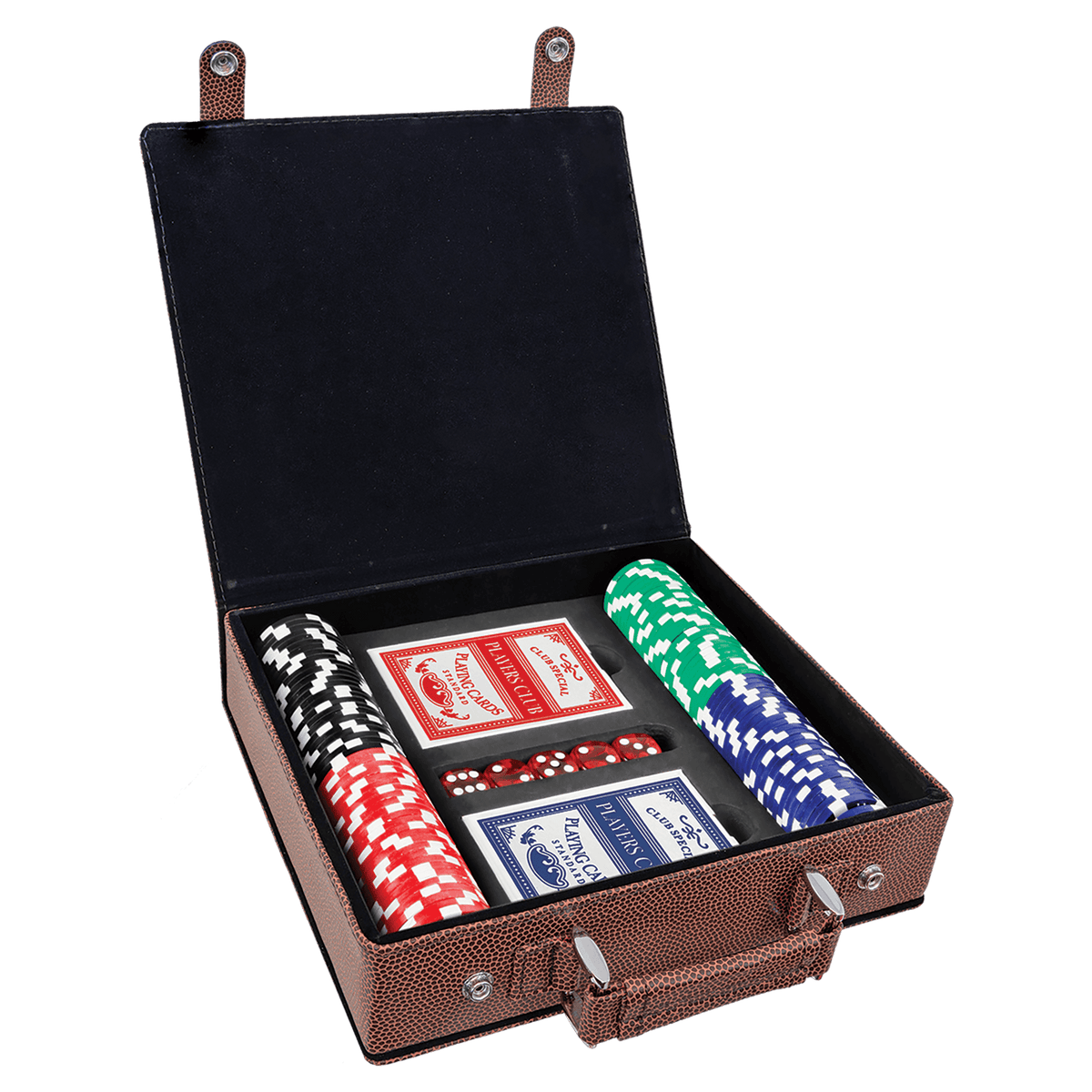 Football Leatherette Poker Set with 100 Chips, 2 Decks of Card & 5 Dice
