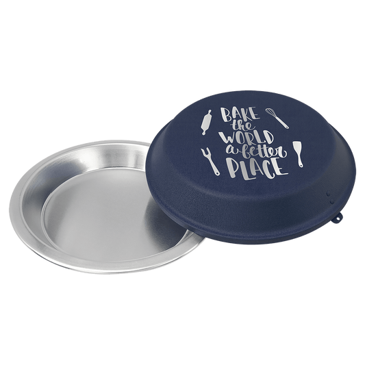 9" Aluminum Pie Pan with Powder Coated Lid-Navy Blue
