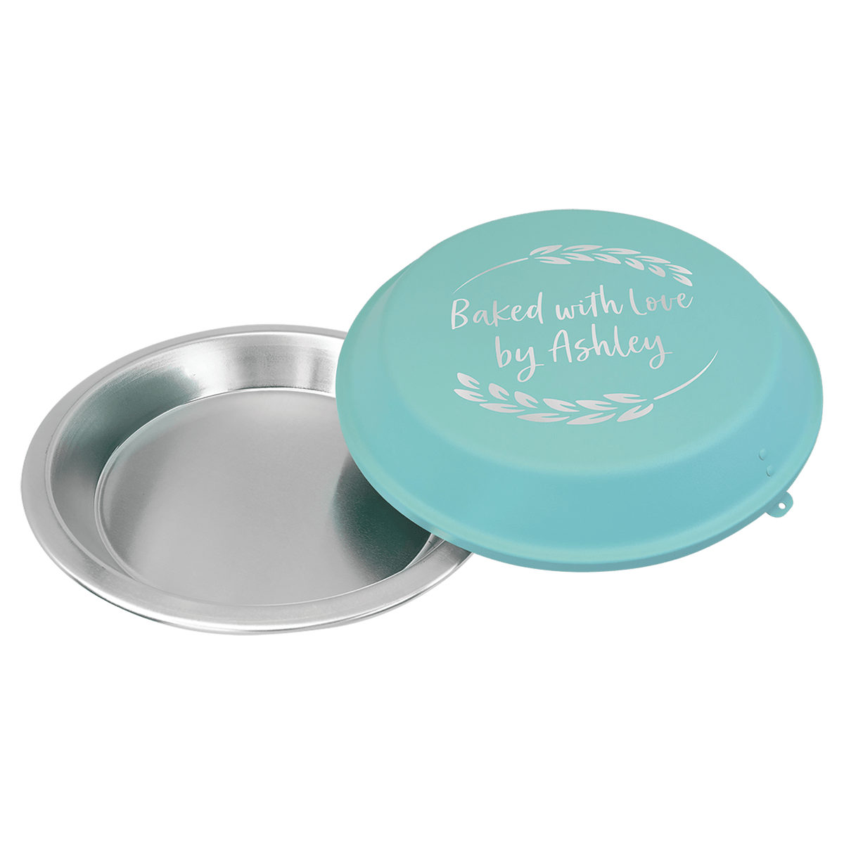 9" Aluminum Pie Pan with Powder Coated Lid-Teal