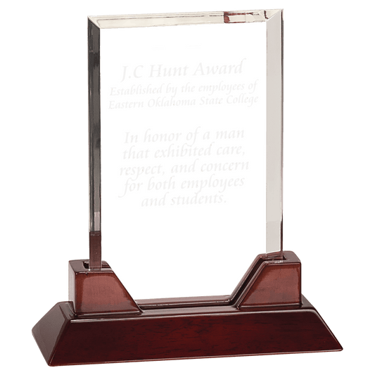 9 3/4" Rectangle Prestige Acrylic with Rosewood Piano Finish Base