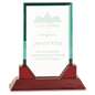 7 3/4"  Rectangle Jade Glass on a Rosewood Piano Finish Base