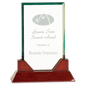 8 3/4" Rectangle Jade Glass on a Rosewood Piano Finish Base