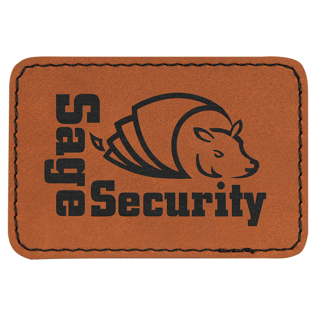 3" x 2" Rawhide Rectangle Laserable Leatherette Patch with Adhesive