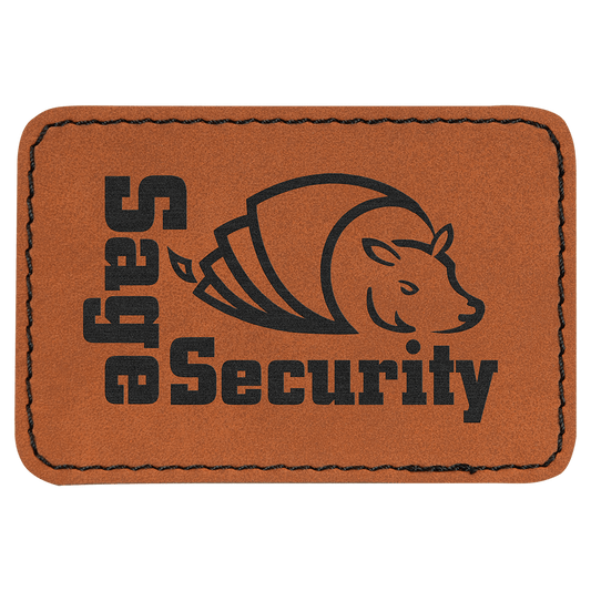 3" x 2" Rawhide Rectangle Laserable Leatherette Patch with Adhesive