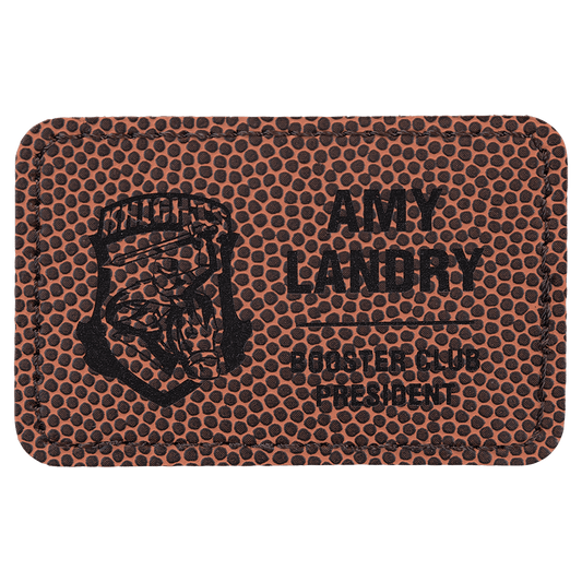 Football Rectangle Laserable Leatherette Patch with Adhesive