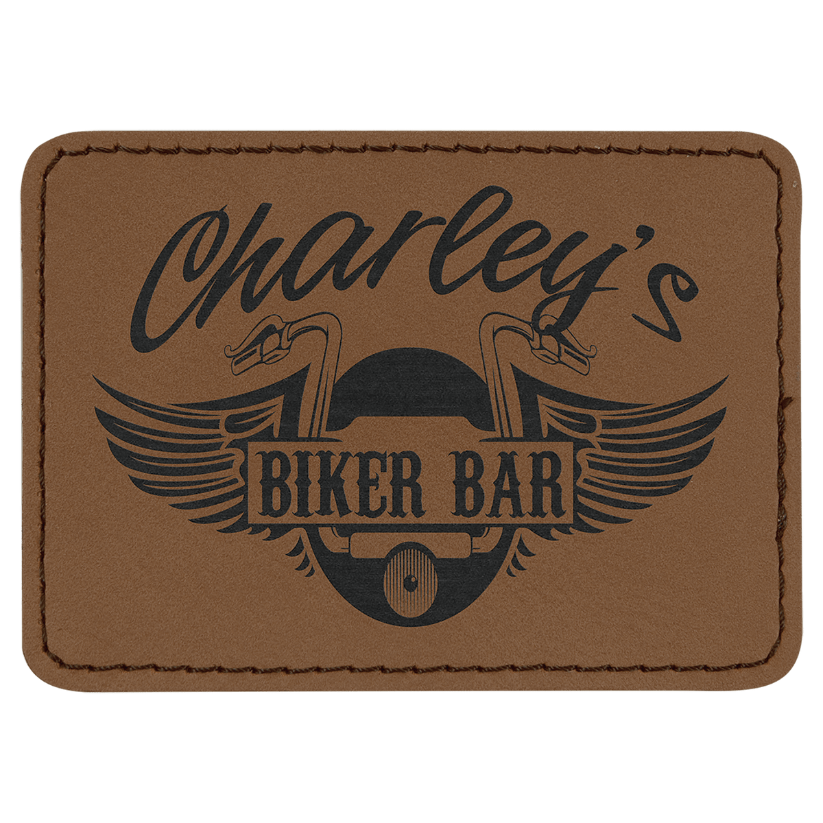 Rectangle Dark Brown Laserable Leatherette Patch with Adhesive