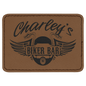 Rectangle Dark Brown Laserable Leatherette Patch with Adhesive
