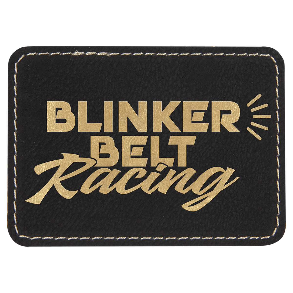 Rectangle Black/Gold Laserable Leatherette Patch with Adhesive