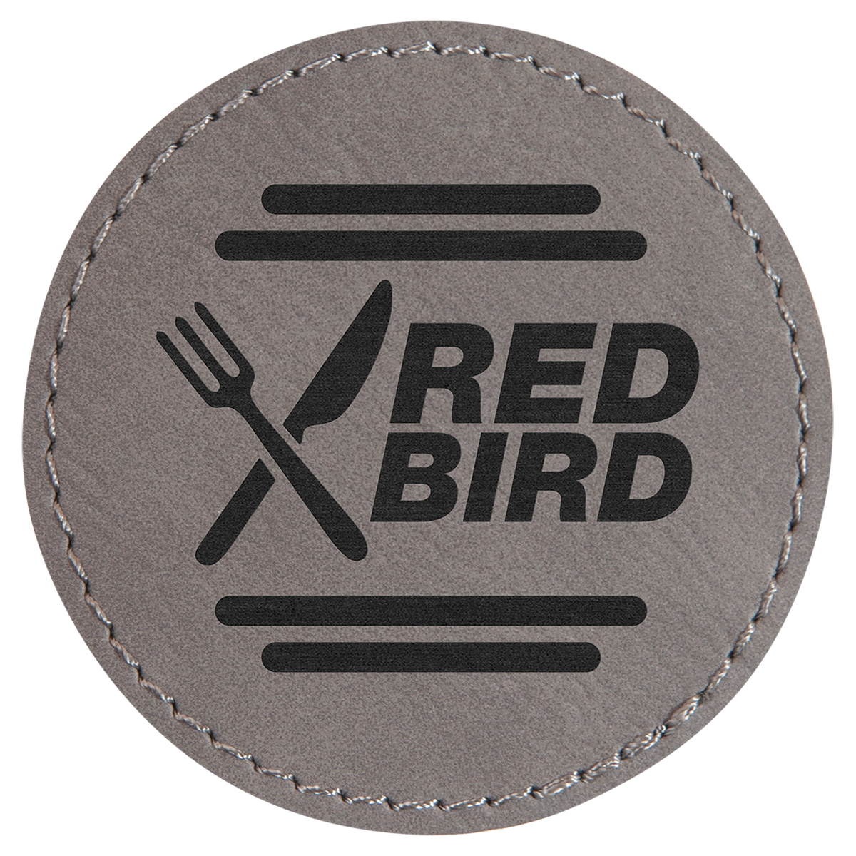 2 1/2" Gray Round Leatherette Patch with Adhesive