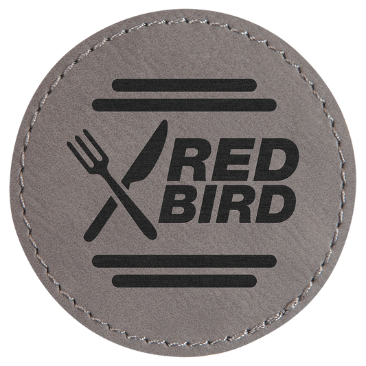 2 1/2" Gray Round Leatherette Patch with Adhesive