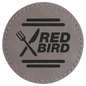 2 1/2" Gray Round Leatherette Patch with Adhesive