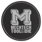 3" Black/Silver Round Leatherette Patch with Adhesive