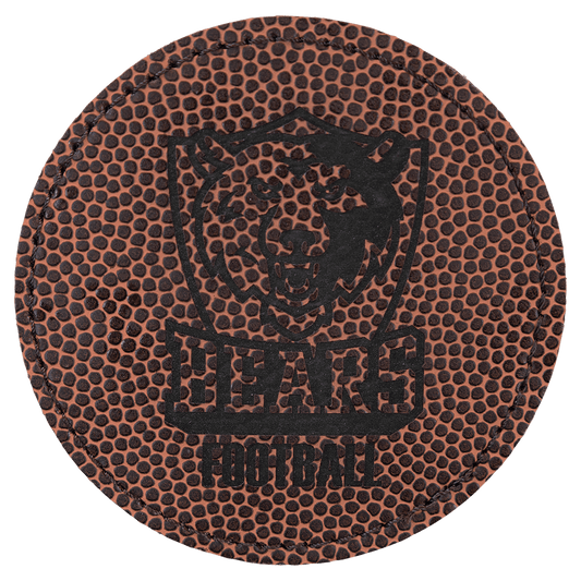 Football 3" Round Leatherette Patch with Adhesive