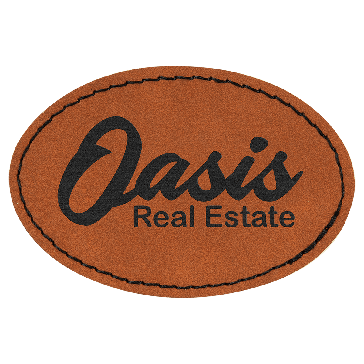 3" x 2" Rawhide Oval Leatherette Patch with Adhesive