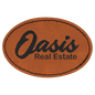 3" x 2" Rawhide Oval Leatherette Patch with Adhesive
