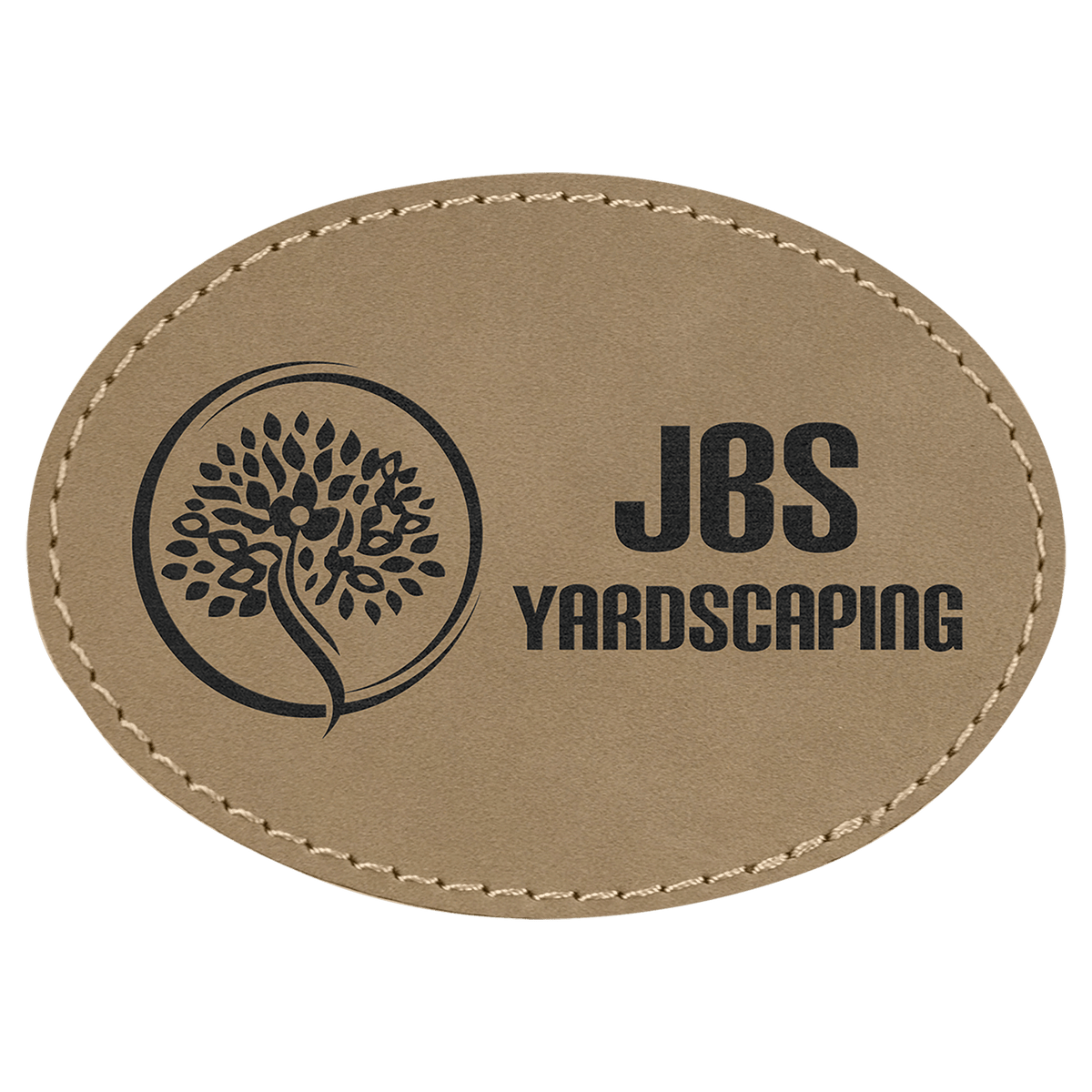 3 1/2" x 2 1/2" Light Brown Oval Leatherette Patch with Adhesive