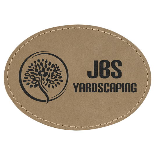 3 1/2" x 2 1/2" Light Brown Oval Leatherette Patch with Adhesive