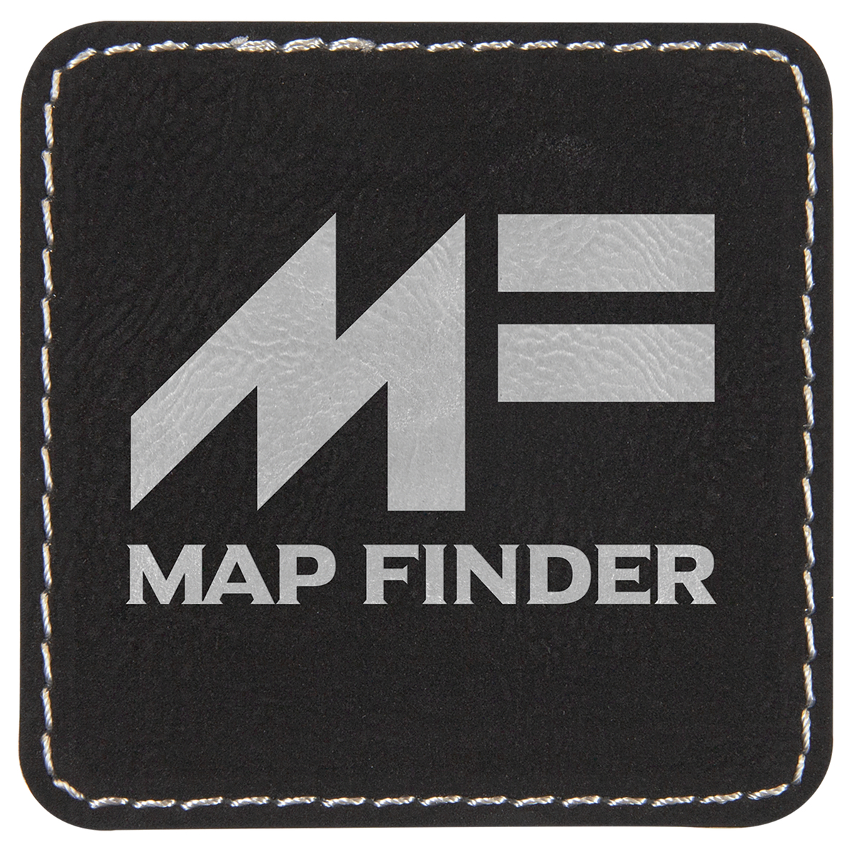 2 1/2" x 2 1/2" Black/Silver Square Leatherette Patch with Adhesive