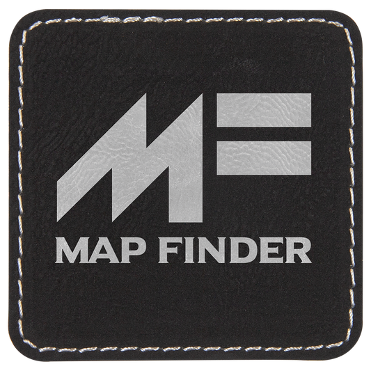 2 1/2" x 2 1/2" Black/Silver Square Leatherette Patch with Adhesive