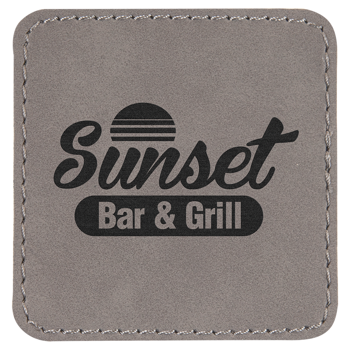 2 1/2" x 2 1/2" Gray Square Leatherette Patch with Adhesive