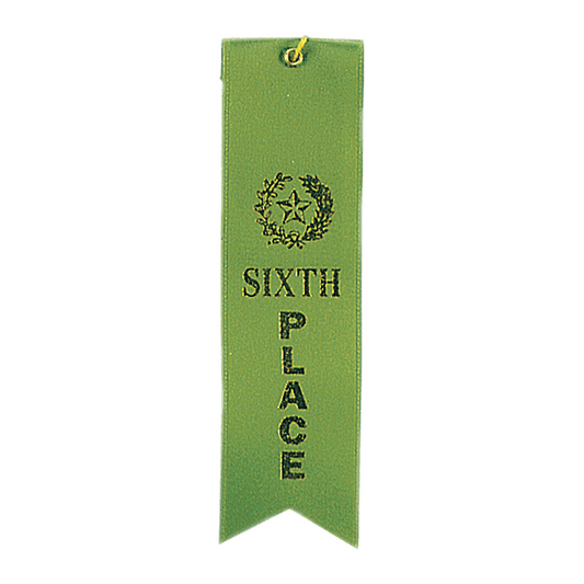 6th Place Carded Ribbon with String