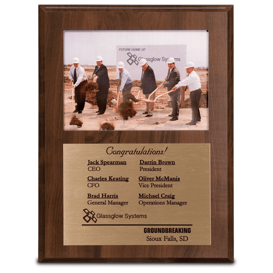 9" x 12" Cherry Finish Plaque with 5" x 7" Slide-In Photo Frame